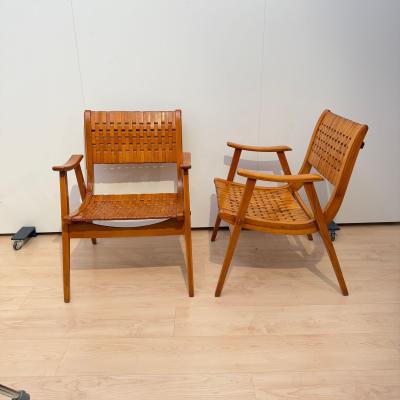 Pair of Gelenka Armchairs Solid Beech Wood Germany circa 1950