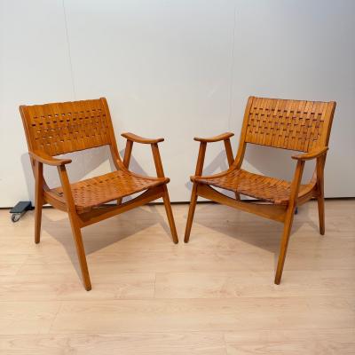 Pair of Gelenka Armchairs Solid Beech Wood Germany circa 1950