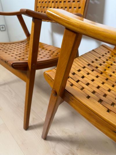 Pair of Gelenka Armchairs Solid Beech Wood Germany circa 1950
