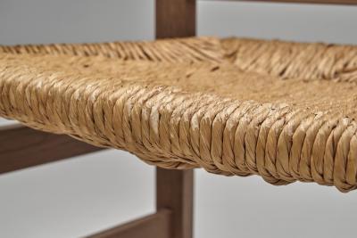 Pair of Geometric Armchairs with Woven Wicker Elements Europe Mid 20th Century