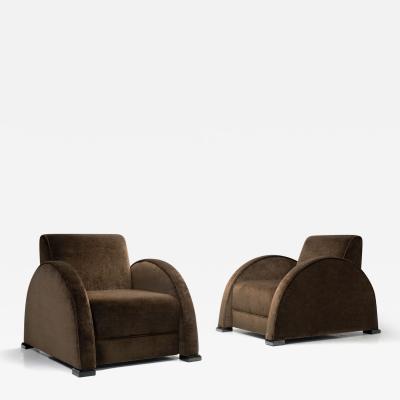 Pair of Geometric Art Deco Armchairs France first half of the 20th Century