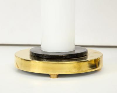 Pair of Geometric Red White and Black Murano Glass and Brass Lamps Italy