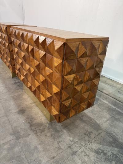 Pair of Geometric Wood Cabinets Mid 20th Century