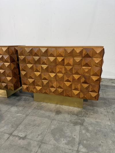 Pair of Geometric Wood Cabinets Mid 20th Century