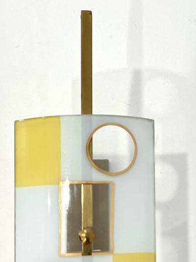 Pair of Geometrical Curved Glass Sconces