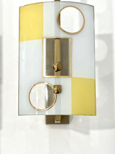 Pair of Geometrical Curved Glass Sconces