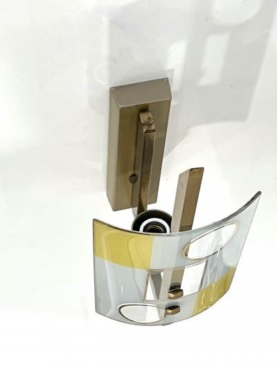 Pair of Geometrical Curved Glass Sconces