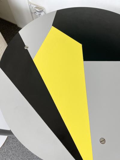 Pair of Geometry Formica Marquetry and Metal Side Tables Italy 1980s