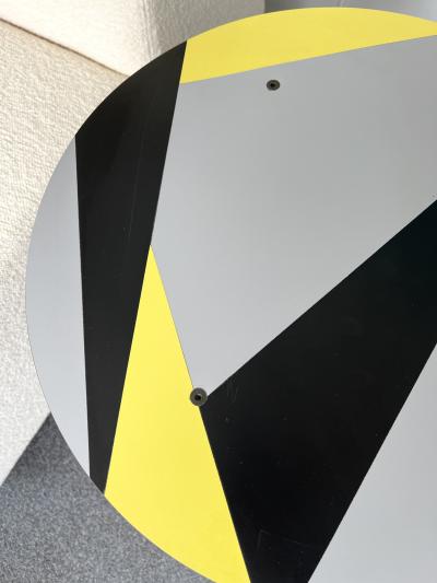 Pair of Geometry Formica Marquetry and Metal Side Tables Italy 1980s