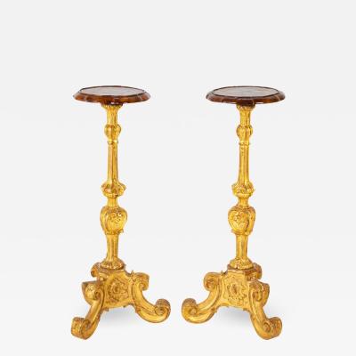 Pair of George I Carved and Gilded Pedestals