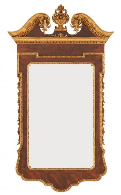 Pair of George II Style Pier Console Mirrors Burr Walnut and Parcel Gilt