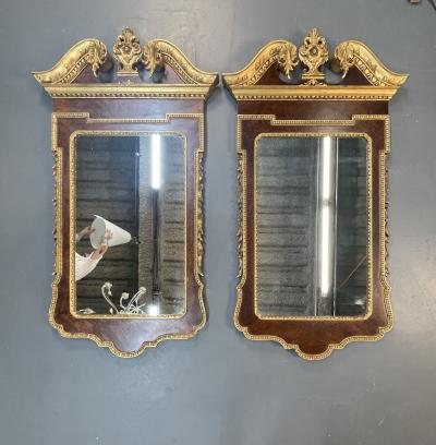 Pair of George II Style Pier Console Mirrors Burr Walnut and Parcel Gilt