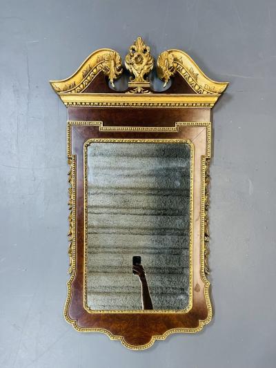 Pair of George II Style Pier Console Mirrors Burr Walnut and Parcel Gilt