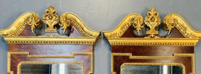 Pair of George II Style Pier Console Mirrors Burr Walnut and Parcel Gilt