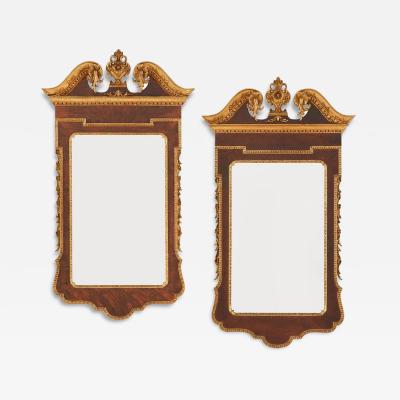 Pair of George II Style Pier Console Mirrors Burr Walnut and Parcel Gilt