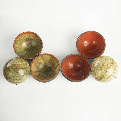 Pair of George III 3 inch pocket globes by J W Cary one dated 1791