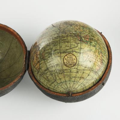 Pair of George III 3 inch pocket globes by J W Cary one dated 1791