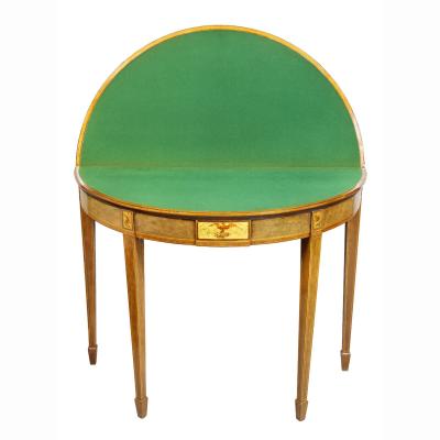 Pair of George III Amboyna and Paint Decorated Games Tables