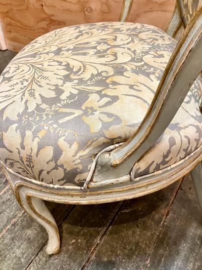 Pair of George III Arm Chairs in Vintage Fortuny