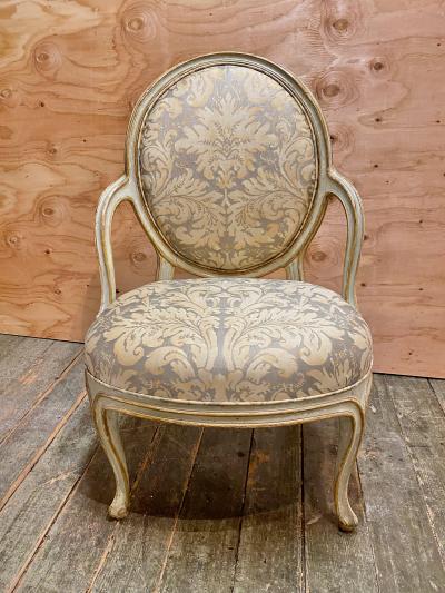 Pair of George III Arm Chairs in Vintage Fortuny