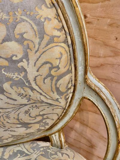 Pair of George III Arm Chairs in Vintage Fortuny