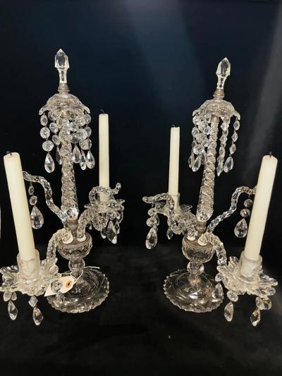 Pair of George III Cut Glass Girandoles