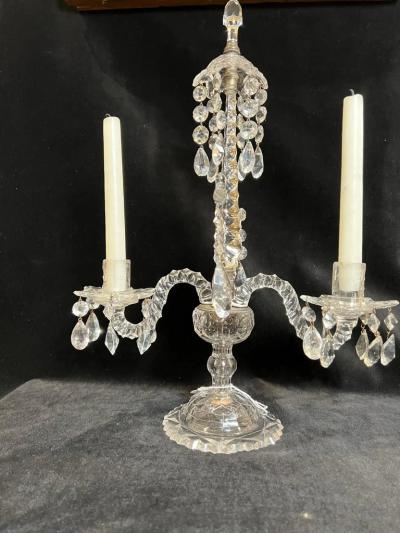 Pair of George III Cut Glass Girandoles