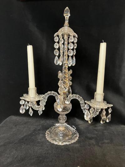 Pair of George III Cut Glass Girandoles