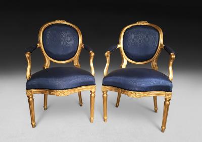 Pair of George III Giltwood Salon Armchairs