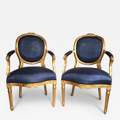 Pair of George III Giltwood Salon Armchairs