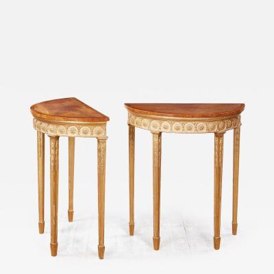 Pair of George III Giltwood and Mahogany Console Tables