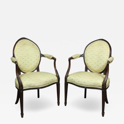 Pair of George III Mahogany Armchairs