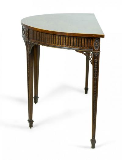 Pair of George III Mahogany Demilune Consoles
