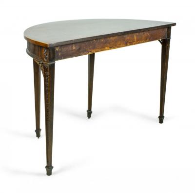 Pair of George III Mahogany Demilune Consoles