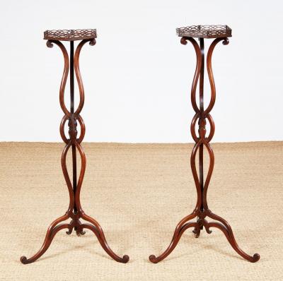 Pair of George III Mahogany Torcheres