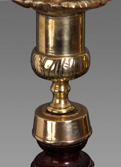 Pair of George III Mahogany and Cast Brass Candlesticks