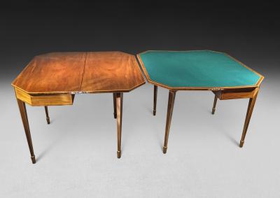 Pair of George III Period Mahogany Card and Tea Tables