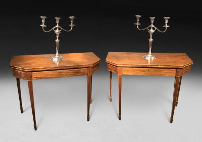 Pair of George III Period Mahogany Card and Tea Tables