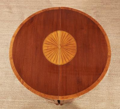 Pair of George III Satinwood Inlaid Demilune Console Cabinets