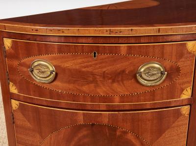 Pair of George III Satinwood Inlaid Demilune Console Cabinets