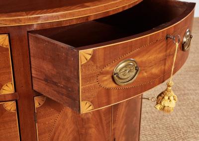 Pair of George III Satinwood Inlaid Demilune Console Cabinets
