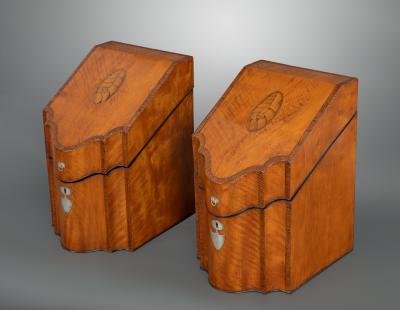 Pair of George III Satinwood and Inlay Knife Boxes