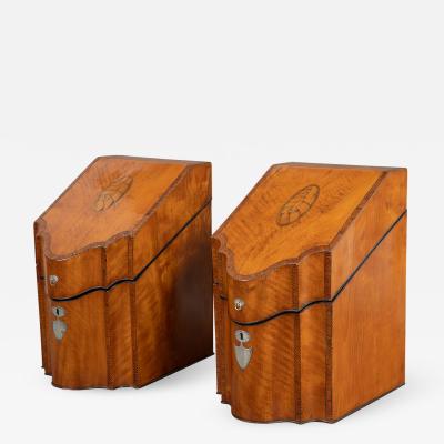 Pair of George III Satinwood and Inlay Knife Boxes