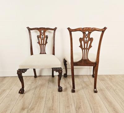 Pair of George III Style Chippendale Chairs in the Irish Taste 19th century