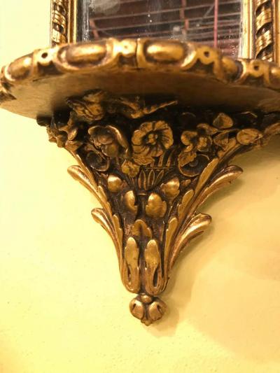 Pair of George III Style Giltwood and Composite Shelved Wall Console Mirrors