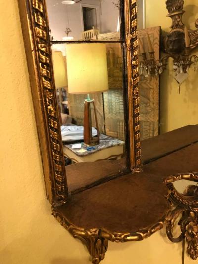 Pair of George III Style Giltwood and Composite Shelved Wall Console Mirrors