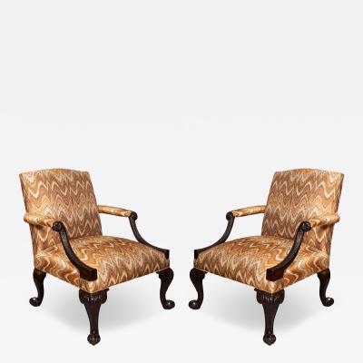Pair of George III Style Mahogany Armchairs
