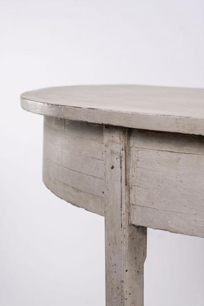 Pair of George III White Painted Oak Demilune Consoles