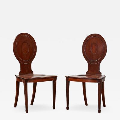 Pair of Georgian Chippendale Hall Chairs