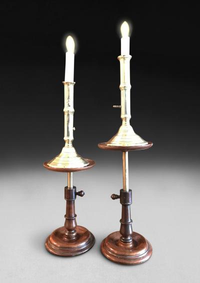 Pair of Georgian Mahogany Adjustable Candle Stands